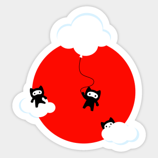 Ninja cats in the sky pattern (Japanese edition) Sticker